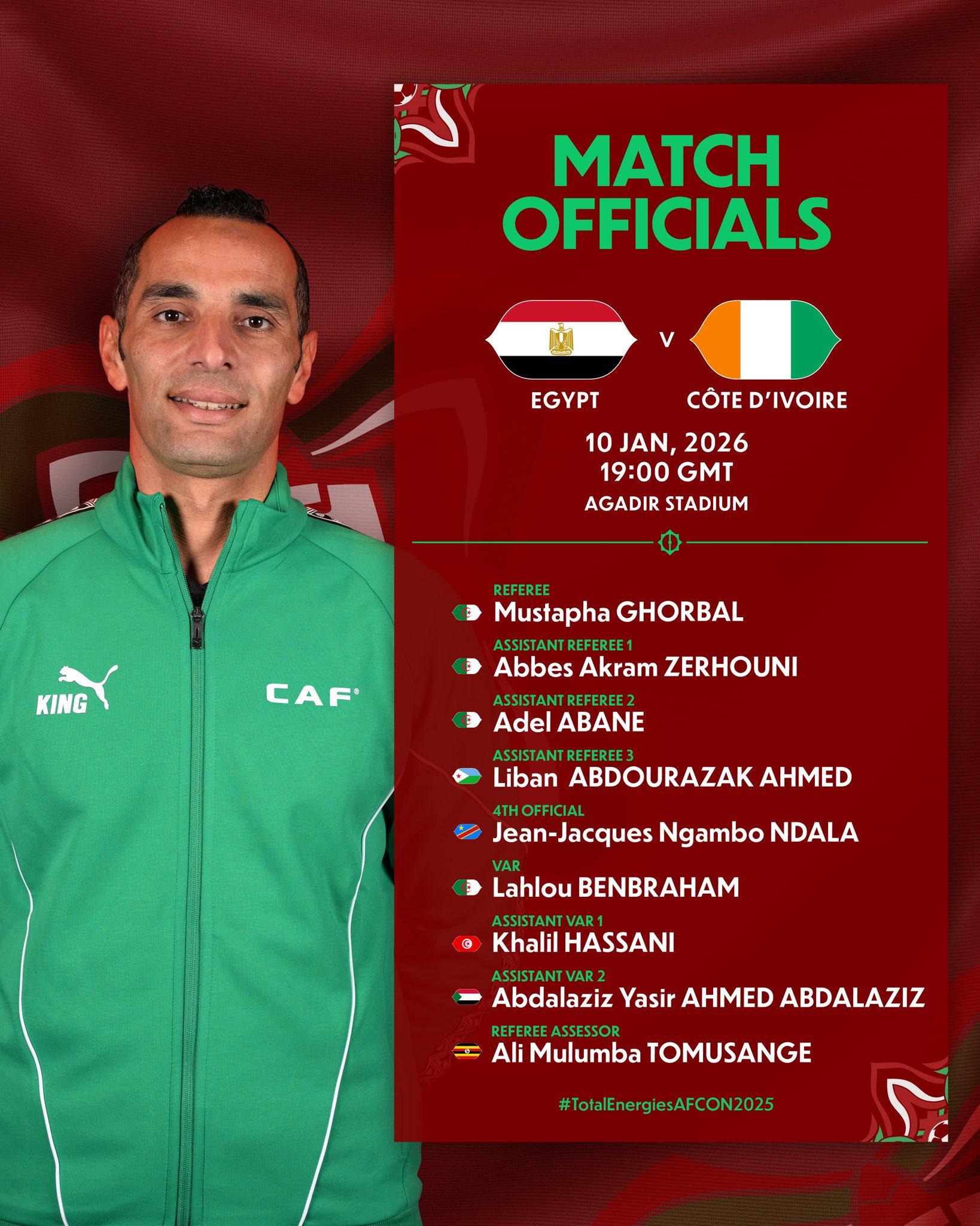 مصر ضد كوت ديفوار.. حكام المباراة
