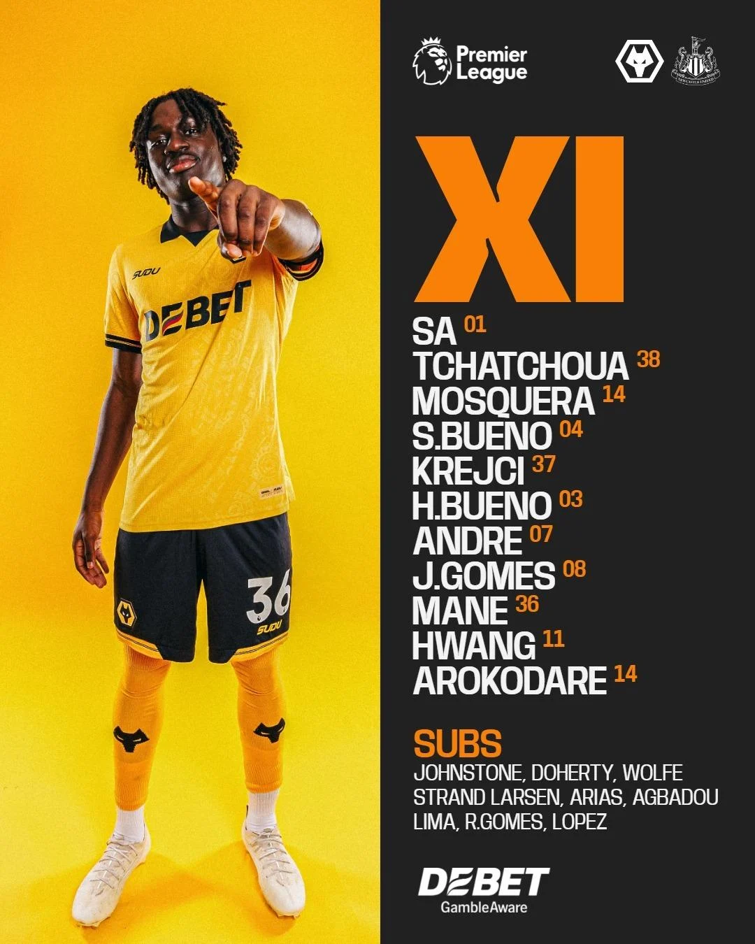 وولفرهامبتون ضد نيوكاسل يونايتد.. تشكيل الذئاب