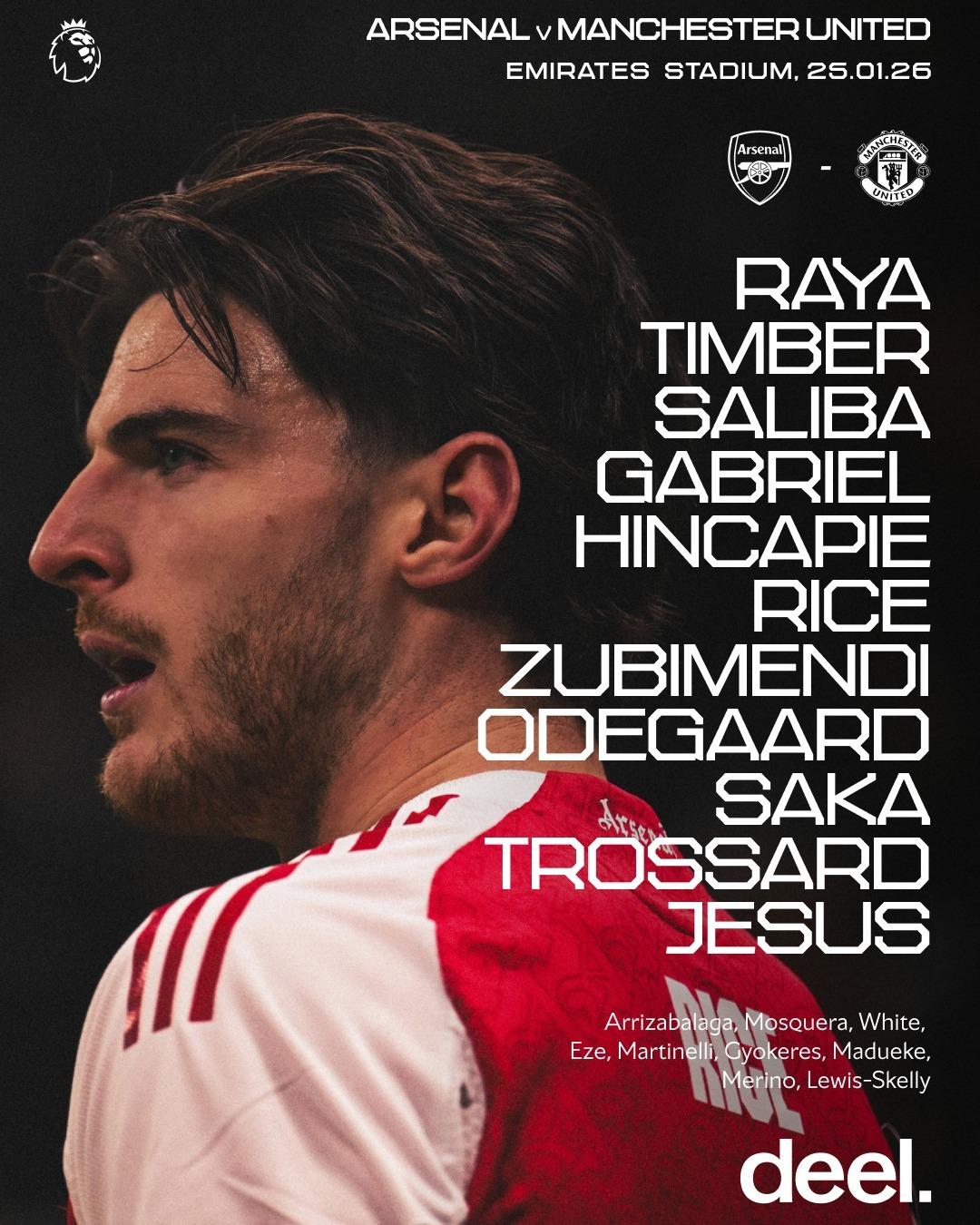 أرسنال ضد مان يونايتد.. تشكيل الجانرز