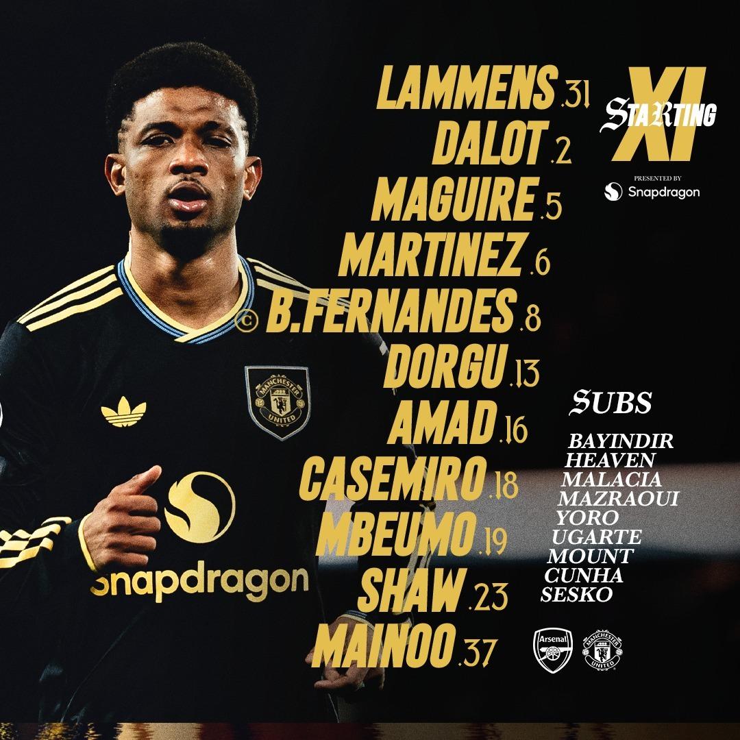 أرسنال ضد مان يونايتد.. تشكيل الشياطين الحُمر