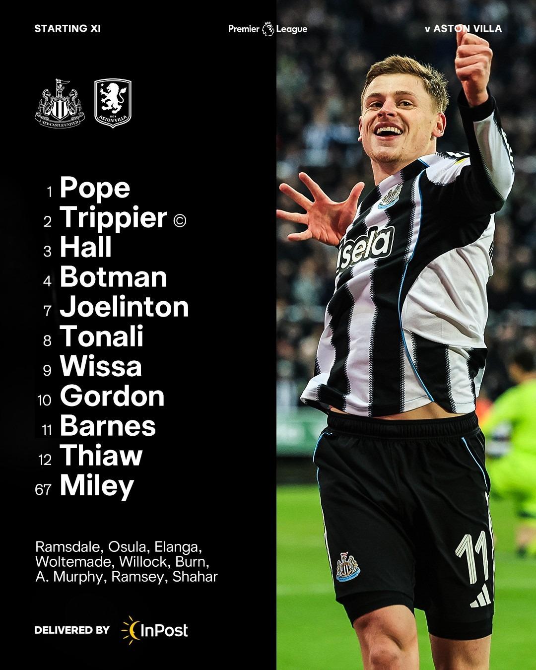 نيوكاسل يونايتد ضد أستون فيلا.. تشكيل الماكبايس