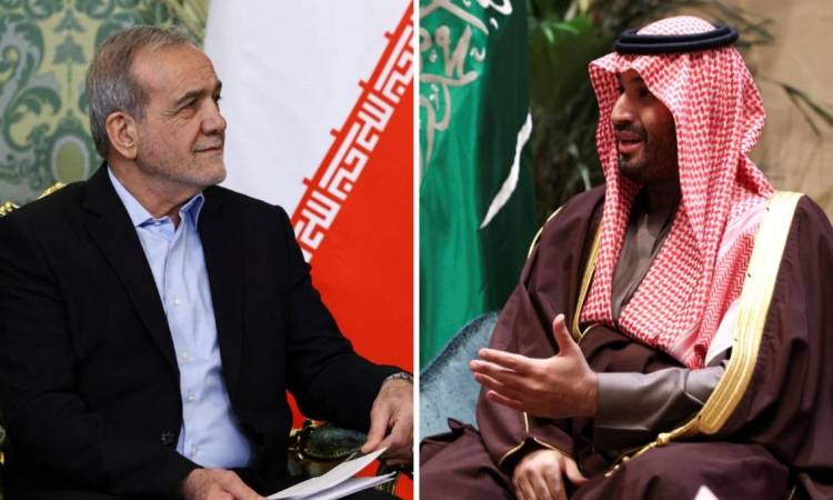 ولي العهد السعودي محمد بن سلمان والرئيس الإيراني مسعود بزشكيان