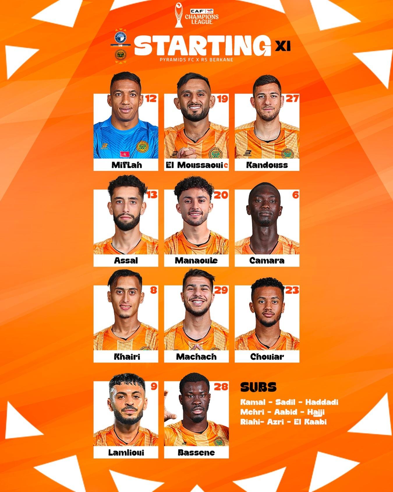 بيراميدز ضد نهضة بركان.. تشكيل البرتقالي