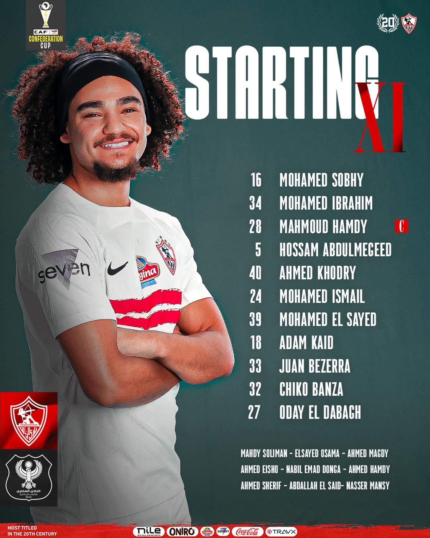 الزمالك ضد المصري.. تشكيل الفارس الأبيض