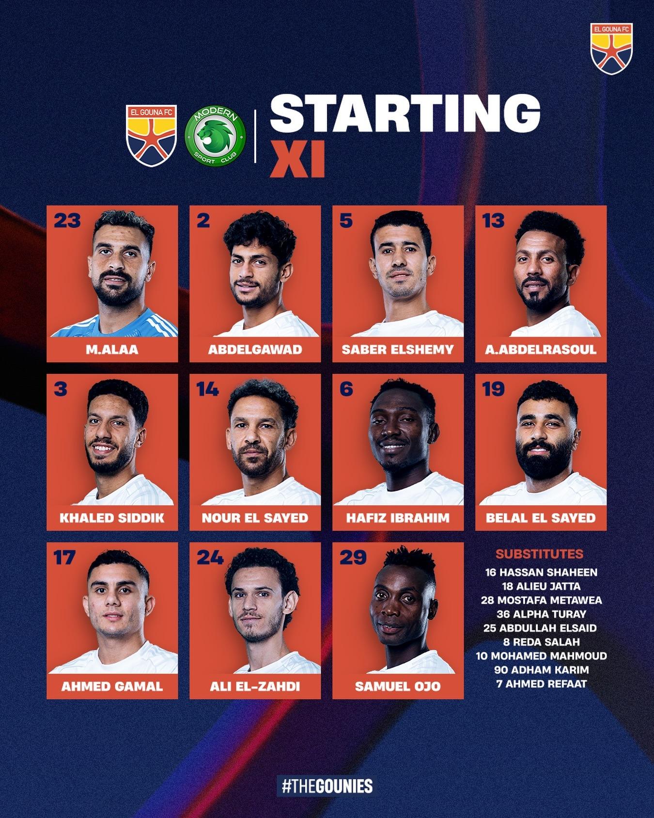 تشكيل الجونة ضد مودرن سبورت