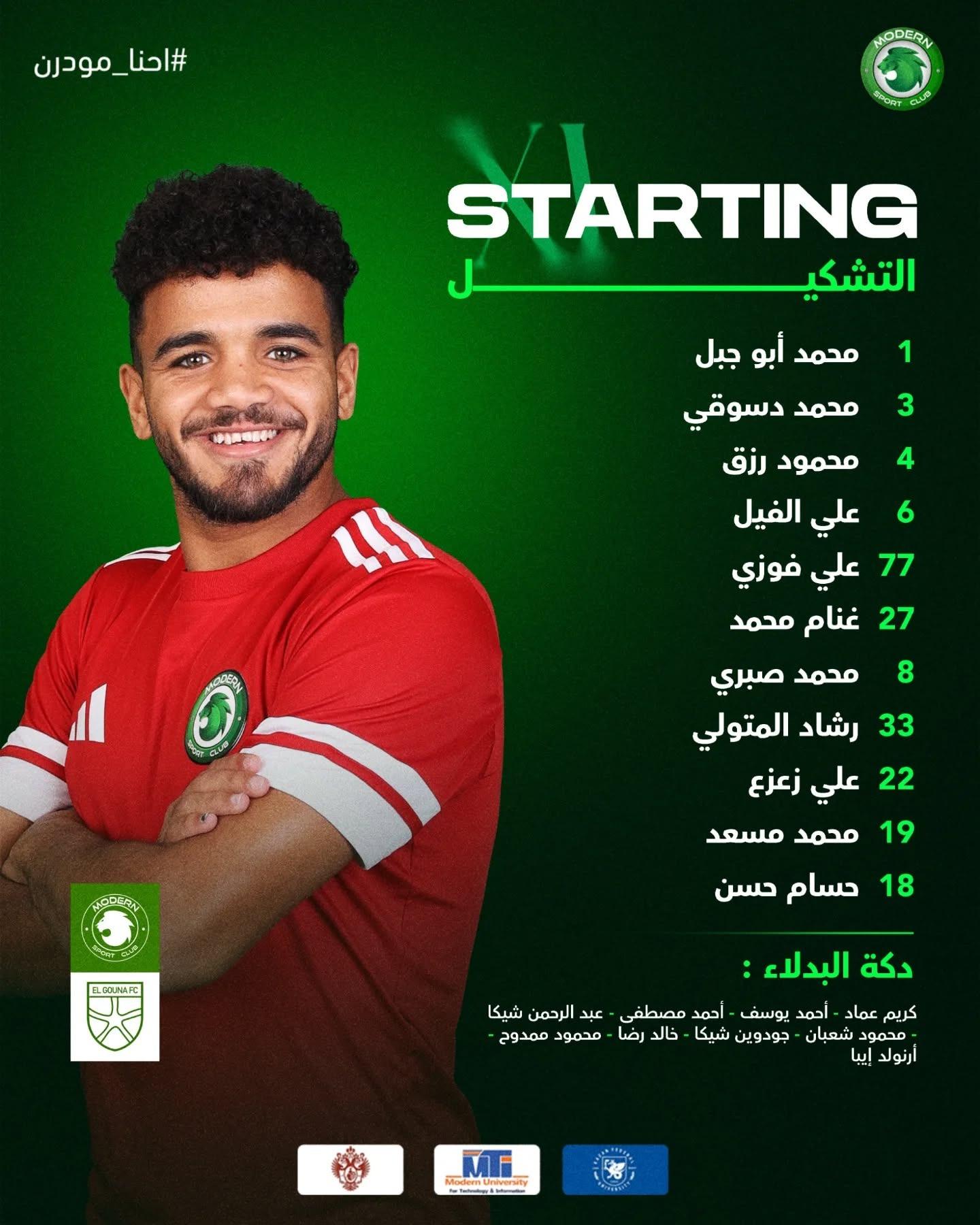 تشكيل مودرن سبورت ضد الجونة