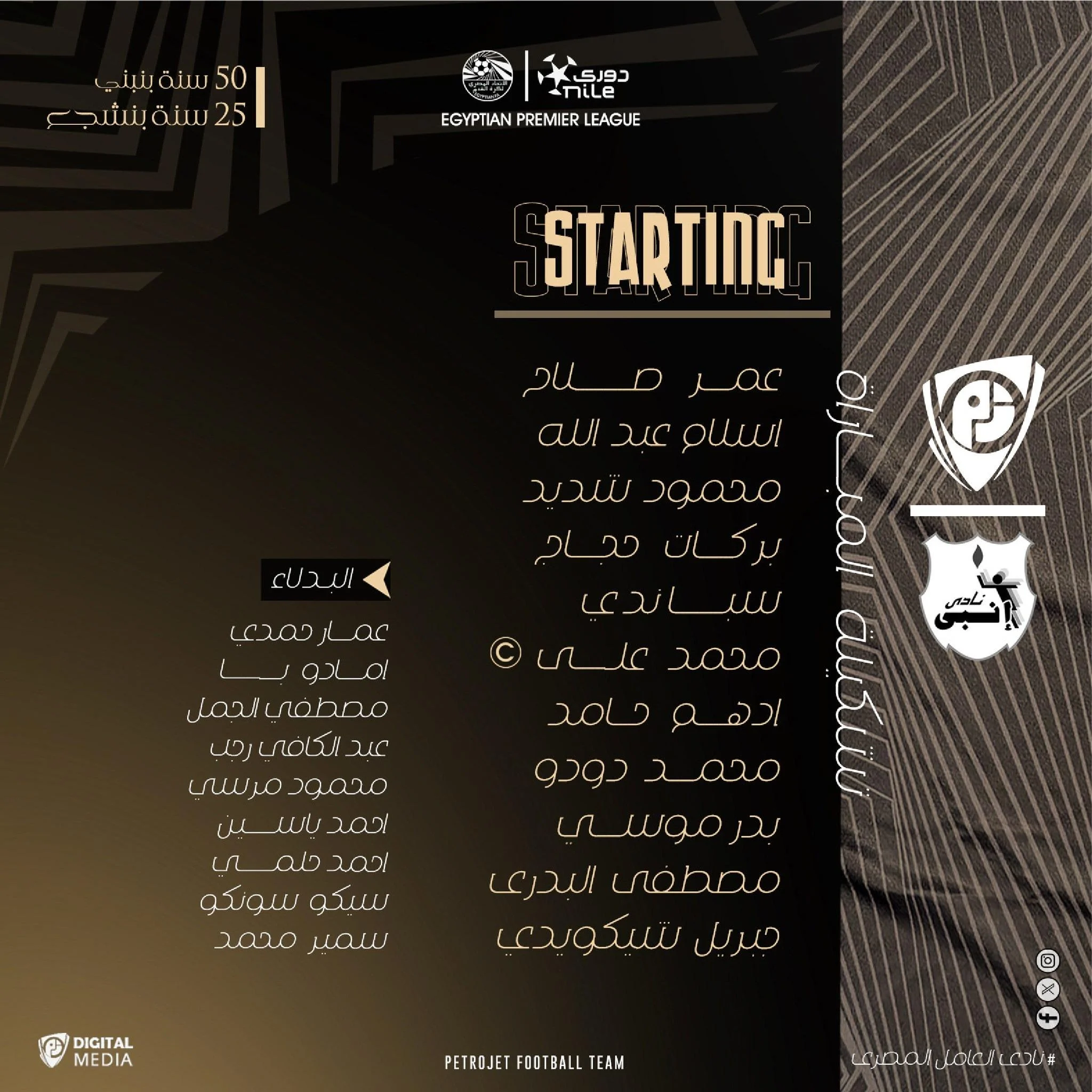 تشكيل بتروجت ضد إنبي